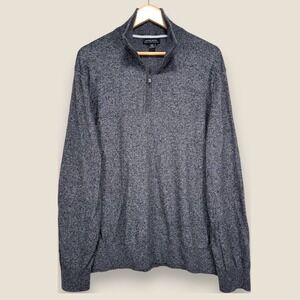 Banana Republic Cotton‎ Cashmere 1/4 Zip Pullover Sweater Mens XXL Gray Pima